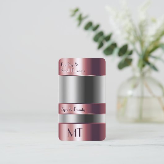 Uitstekend Roos Goud en Glazen Bin met Monogram Visitekaartje (Staand voorkant)