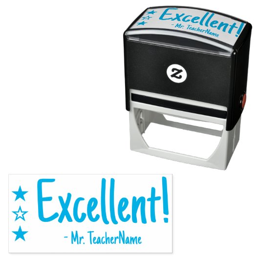 "Uitstekend!" Schoolleraar Rubber Stamp Zelfinktende Stempel (In situ)