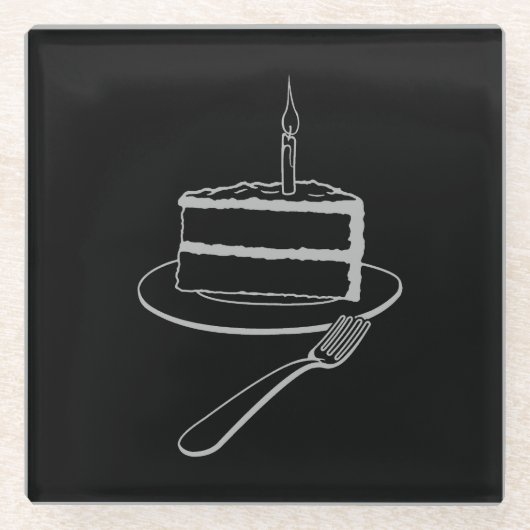 Uitstekend stuk taart ontwerp, verjaardag of evene glazen onderzetter (Voorkant)