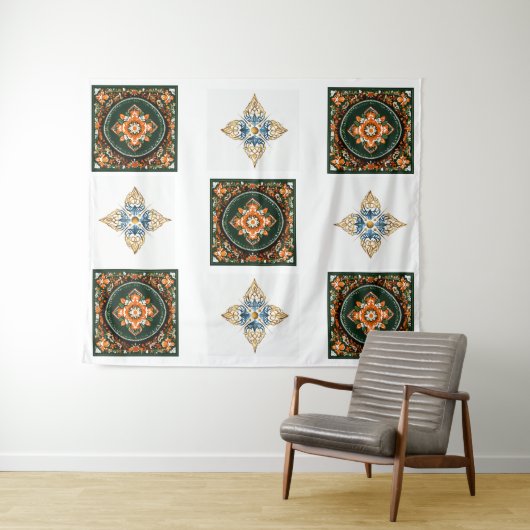 Uitstekend symmetrisch ontwerp op wandtapijtstof. wandkleed (In Situ (horizontaal))