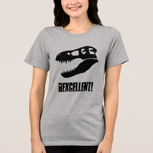 Uitstekend! T. rex dinosaurusschedel Tri-Blend Shirt (Voorkant)