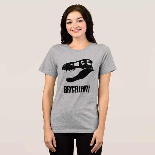 Uitstekend! T. rex dinosaurusschedel Tri-Blend Shirt (Voorkant volledig)