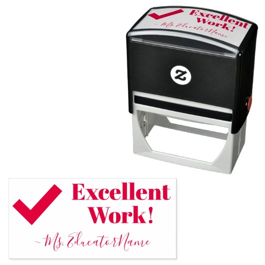 "Uitstekend werk!" + Aangepaste testernaam Zelfinktende Stempel (In situ)