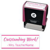 "Uitstekend werk!" + Naam leraar Rubberstempel Zelfinktende Stempel (In situ)