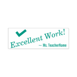 "Uitstekend werk!" + Rubberstempel van de leraar Zelfinktende Stempel