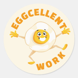 Uitstekend werk Uitstekend Ei Fun Food Pun School Ronde Sticker
