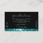 Uitstekend zwart Blauwgroen mousserend glitter mon Visitekaartje (Achterkant)