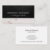 Uitstekend zwart leder | Hout Visitekaartje (Voorkant / Achterkant)