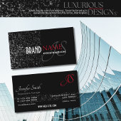 Uitstekend zwart met glittersterren en monogram visitekaartje