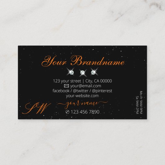 Uitstekend zwart Oranje monogram voor zwelgen Visitekaartje (Achterkant)