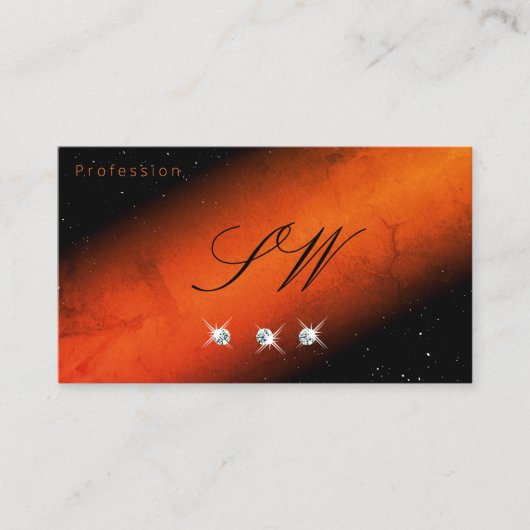 Uitstekend zwart Oranje monogram voor zwelgen Visitekaartje (Voorkant)