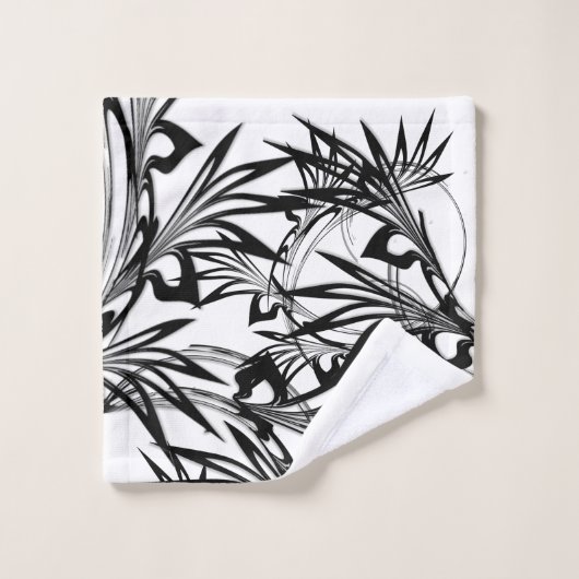 Uitstekend zwart-wit varen ontwerp bad handdoek (Wasdoekje)