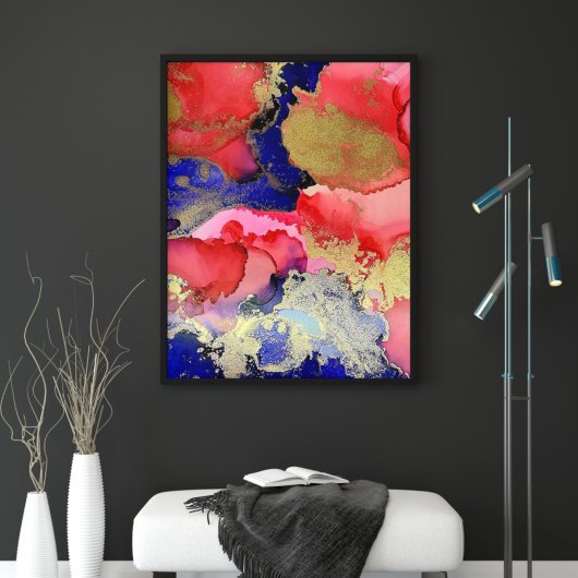 Uitstekende Abstracte Red Blue Gold Art Poster