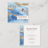 *~* Uitstekende Abstracte Waterverf Gold Glitter B Vierkante Visitekaartje (Voorkant / Achterkant)