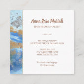 *~* Uitstekende Abstracte Waterverf Gold Glitter B Vierkante Visitekaartje (Achterkant)