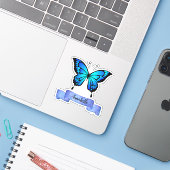 Uitstekende Aqua vlinder ontwerp uw eigen Sticker (Laptop met iPhone)