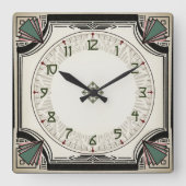 Uitstekende Art Deco Clock Vierkante Klok (Voorkant)