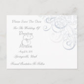 Uitstekende barok Save the Date Silver Briefkaart (Achterkant)