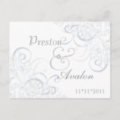Uitstekende barok Save the Date Silver Briefkaart (Voorkant)