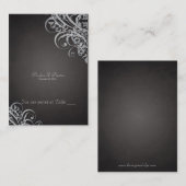 Uitstekende Barokke Zwart & Zilveren Scroll Plaats Plaatskaartje (Voorkant / Achterkant)