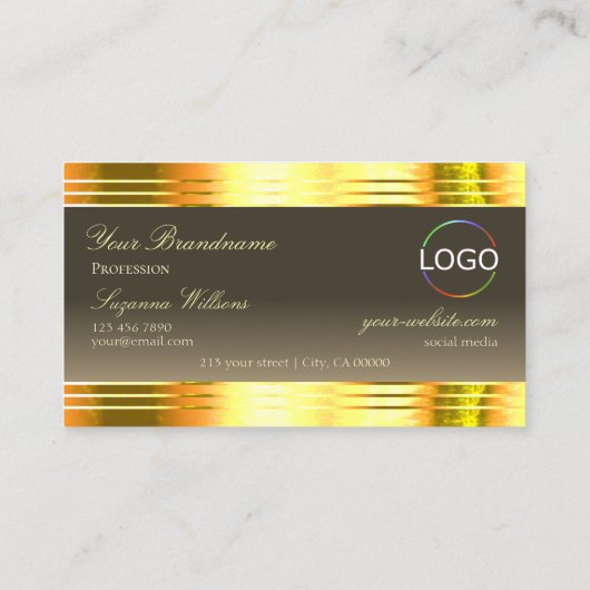 Uitstekende Beige Brown Gold Borders en Logo Delux Visitekaartje (Achterkant)