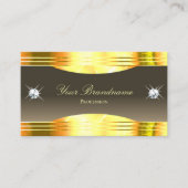 Uitstekende Beige Brown Gold Borders en Logo Delux Visitekaartje (Voorkant)