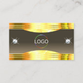 Uitstekende Beige Brown Gold Borders Logo en foto Visitekaartje (Voorkant)