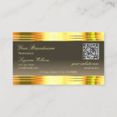 Uitstekende Beige Brown Gold Borders Logo QR-code Visitekaartje (Achterkant)