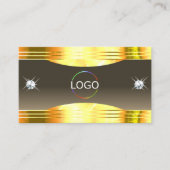 Uitstekende Beige Brown Gold Borders Logo QR-code Visitekaartje (Voorkant)