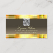 Uitstekende Beige Bruin Gouden Grenzen met QR-Code Visitekaartje (Achterkant)
