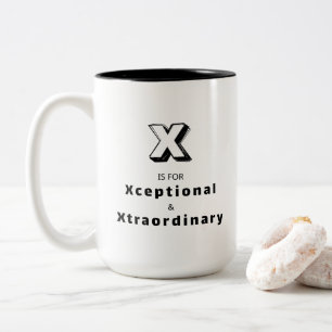 Uitstekende & Bijzondere X - Gepersonaliseerde Lux Tweekleurige Koffiemok