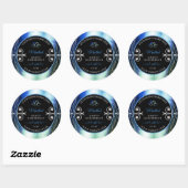 Uitstekende blauwe Blauwgroen zwarte productlabel Ronde Sticker (Vel)