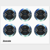 Uitstekende blauwe Blauwgroen zwarte productlabels Ronde Sticker (Vel)