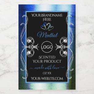 Uitstekende blauwe Blauwgroen zwarte productlabels Voedselcontainer Etiket