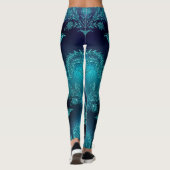 Uitstekende Blauwe Tattoo Print Leggings (Achterkant)