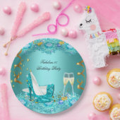 Uitstekende Blauwgroen Blue Glitter Papieren Bordje (Feest)