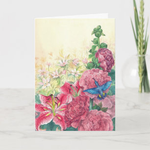 Uitstekende bloemen & kolibrie, douanegroet kaart