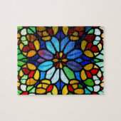 Uitstekende bloemenelegantie Glas in lood Legpuzzel (Horizontaal)