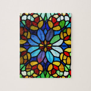 Uitstekende bloemenelegantie Glas in lood Legpuzzel