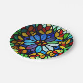 Uitstekende bloemenelegantie Glas in lood Papieren Bordje (Gekanteld)