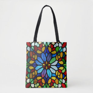 Uitstekende bloemenelegantie Glas in lood Tote Bag