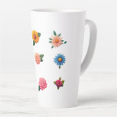 Uitstekende bloemensticker latte mok (Rechterhoek)