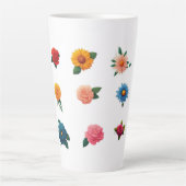 Uitstekende bloemensticker latte mok (Voorkant)