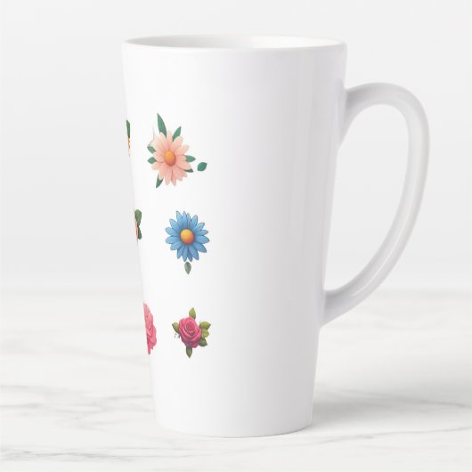 Uitstekende bloemensticker latte mok (Rechts)