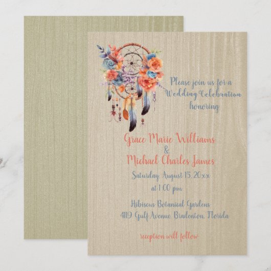 Uitstekende Boho Dream Catcher Bruiloft Kaart (Voorkant / Achterkant)