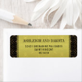 Uitstekende bruiloft | Gouden Overlay op Damask Etiket (Insitu)