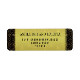 Uitstekende bruiloft | Gouden Overlay op Damask Etiket