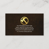 Uitstekende Bruine Grunge Gouden Handyman Hammer Visitekaartje (Achterkant)