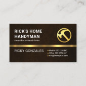 Uitstekende Bruine Grunge Gouden Handyman Hammer Visitekaartje (Voorkant)