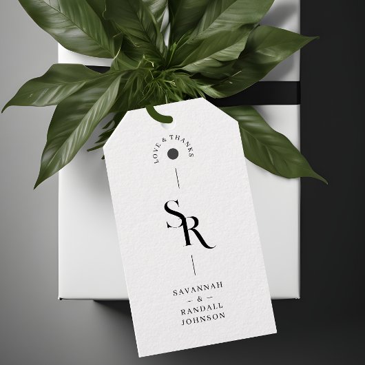 Uitstekende chique minimalistische zwart-witte Ini Cadeaulabel